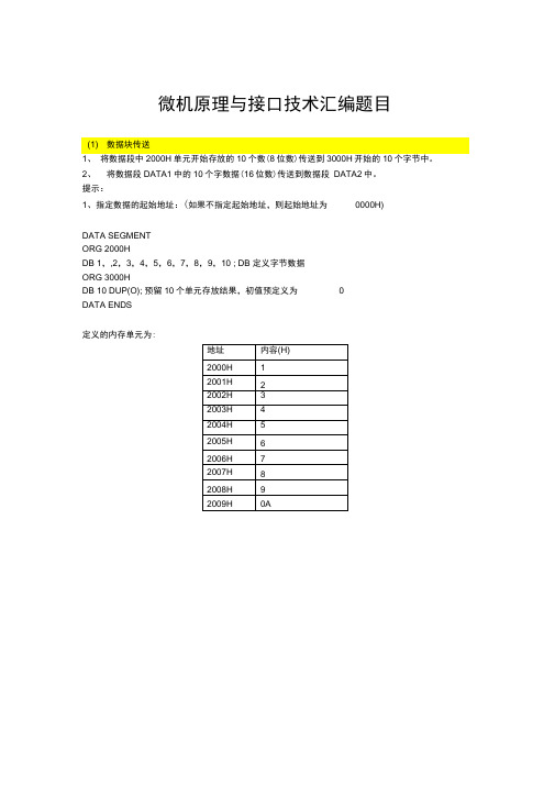 华电微机原理与技术汇编语言题目及答案