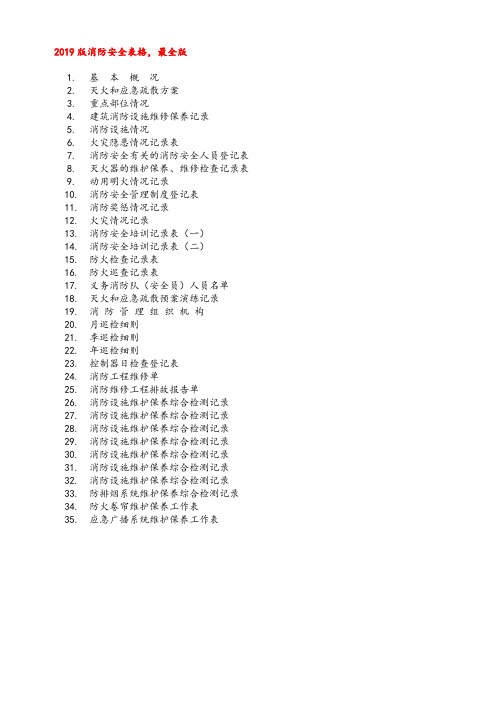 2019版消防安全表格(最全版)