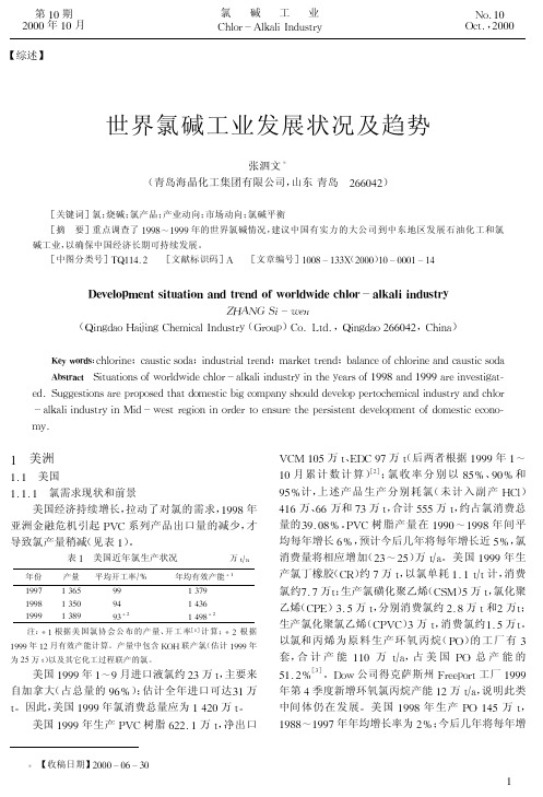 世界氯碱工业发展状况及趋势