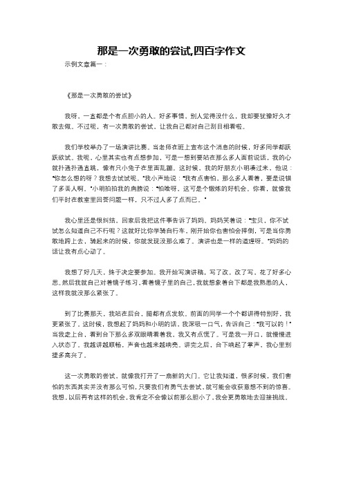 那是一次勇敢的尝试,四百字作文