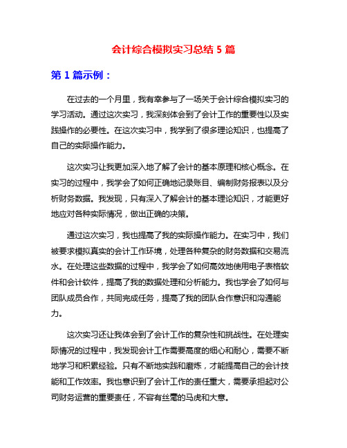 会计综合模拟实习总结5篇