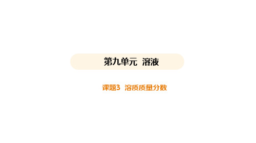 2024-2025学年九年级化学人教版(2024)下册+9.3  溶质质量分数课件