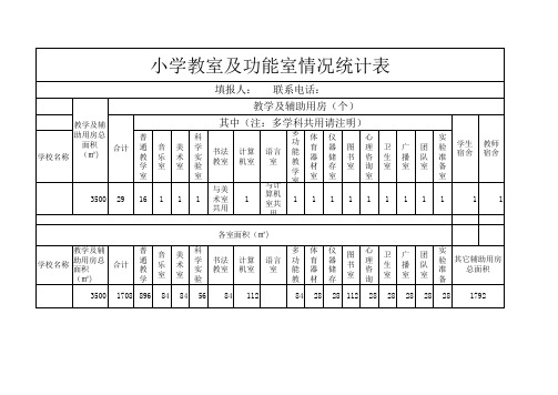 学校教室及功能室情况统计表