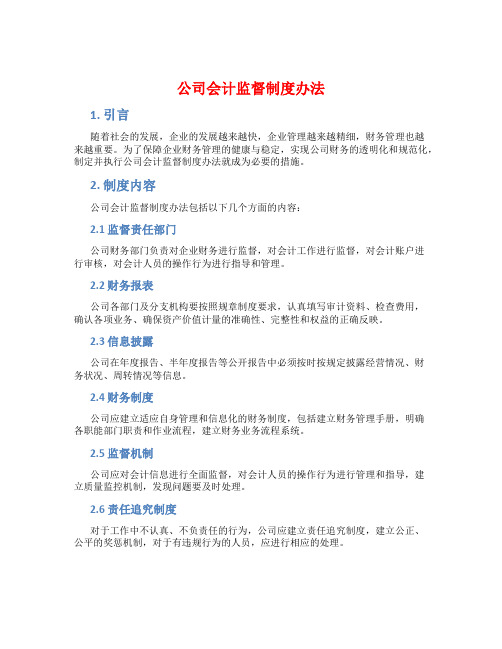 公司会计监督制度办法