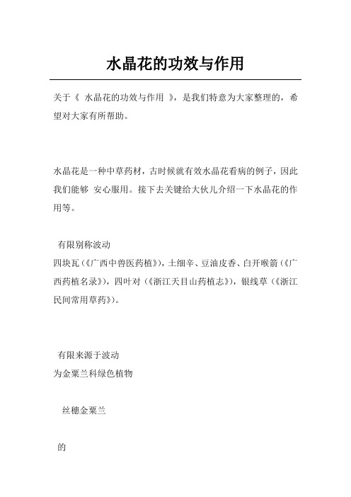 水晶花的功效与作用