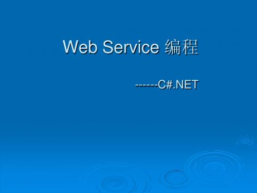 Web Service 编程第六章讲稿