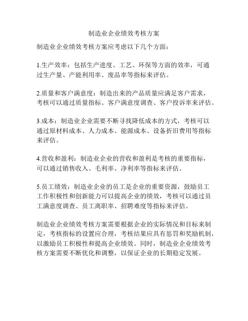 制造业企业绩效考核方案