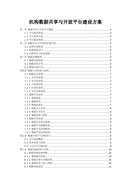 政府机构数据共享与开放平台建设方案