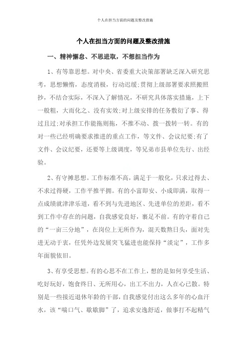 个人在担当方面的问题及整改措施