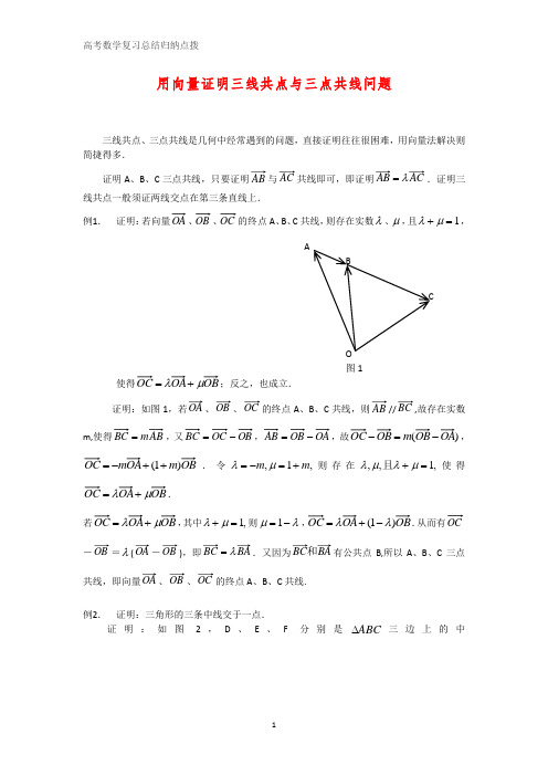 高考数学复习点拨：向量证明三线共点与三点共线问题