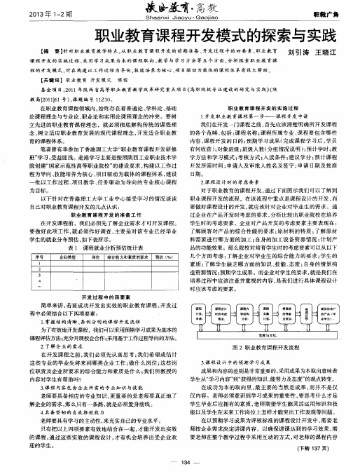 职业教育课程开发模式的探索与实践