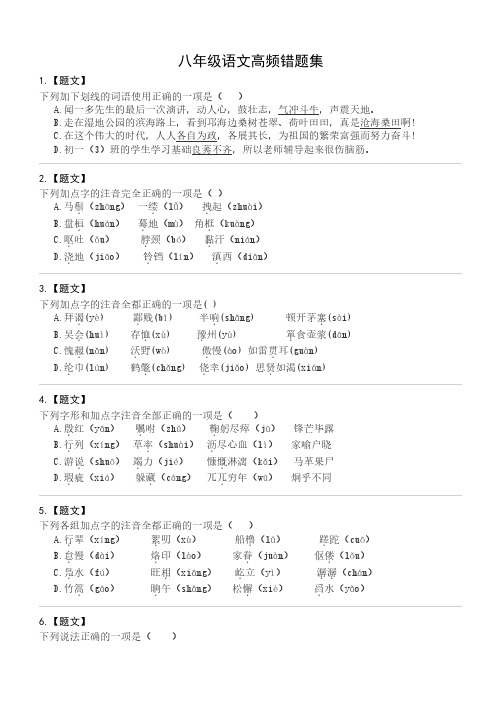 八年级语文高频错题集