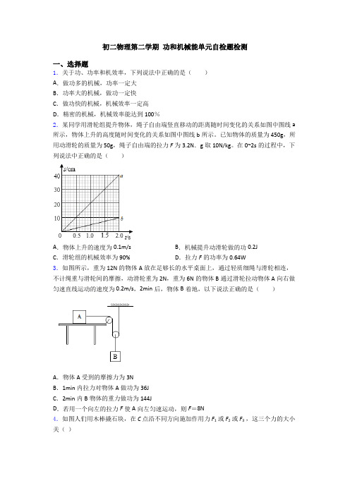 初二物理第二学期 功和机械能单元自检题检测