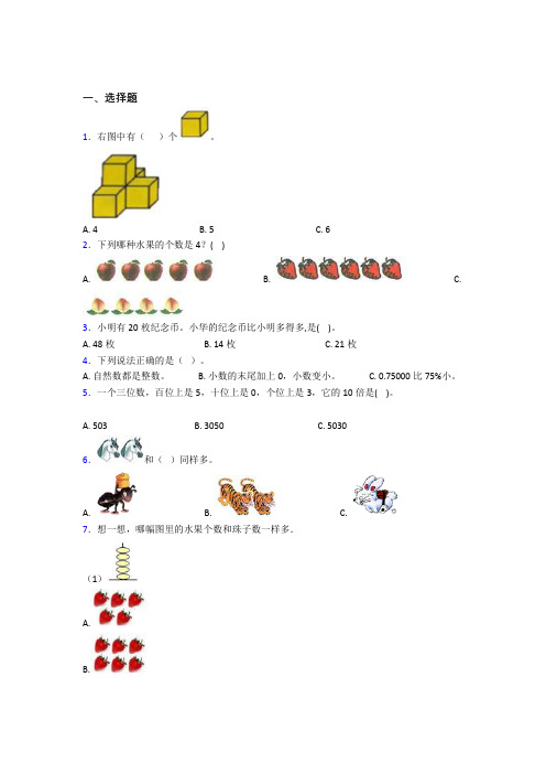 上海思源中学小学数学一年级上册第一单元(答案解析)