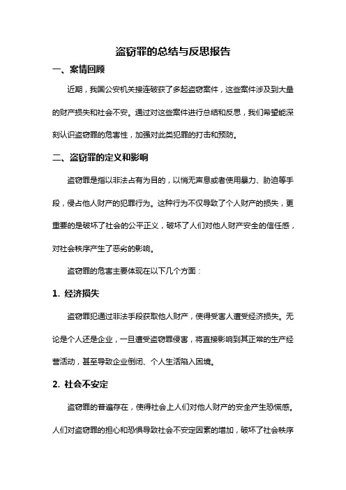 盗窃罪的总结与反思报告