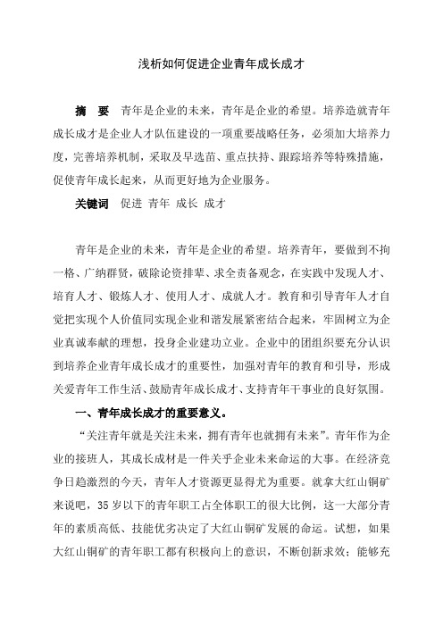 浅析如何促进企业青年成长成才