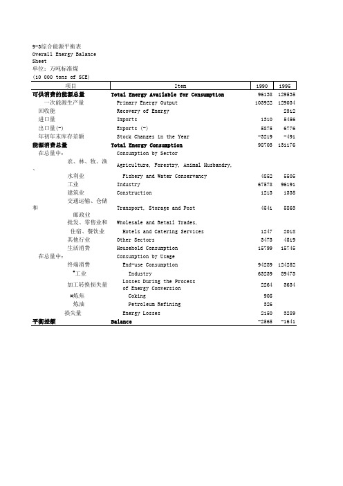 综合能源平衡表