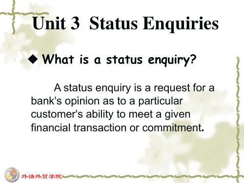 Unit 3 Status Enquities