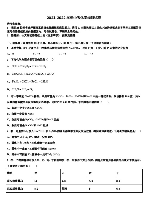 2022届河北省邯郸市第十一中学中考三模化学试题含解析