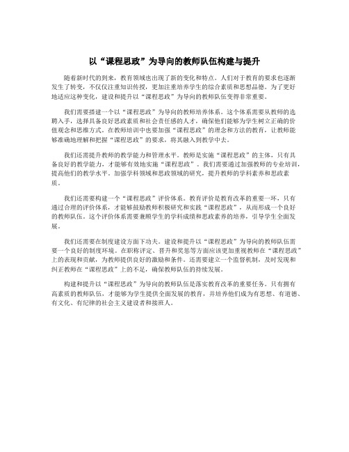 以“课程思政”为导向的教师队伍构建与提升