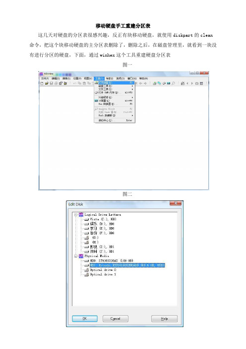 移动硬盘手工重建分区表