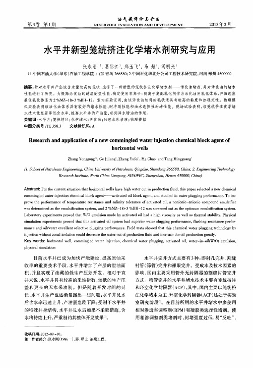 水平井新型笼统挤注化学堵水剂研究与应用