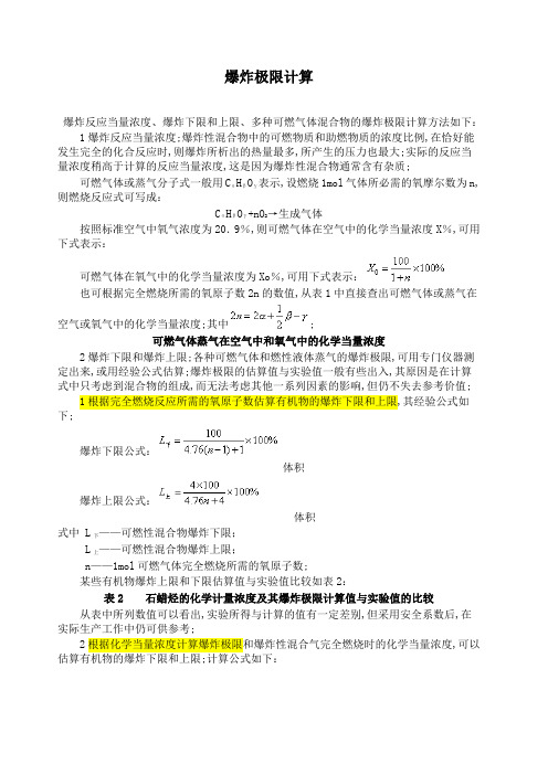 爆炸极限计算