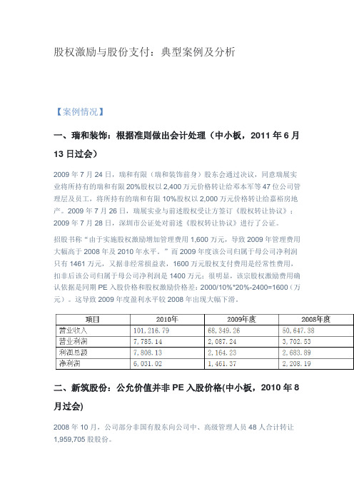 股权激励与股份支付典型案例及分析