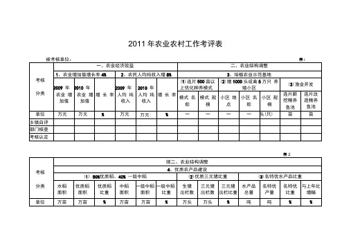 农业农村工作考评表