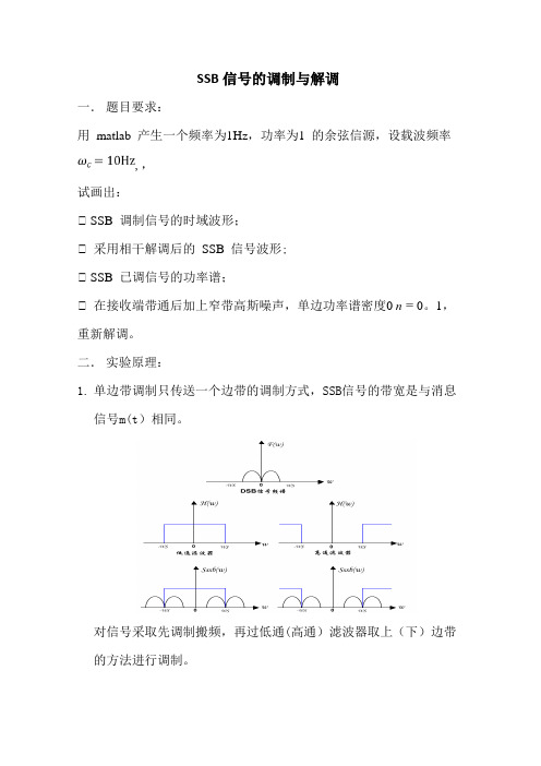 SSB信号的调制与解调