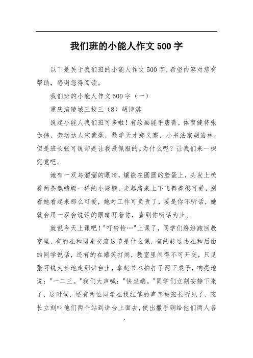 我们班的小能人作文500字