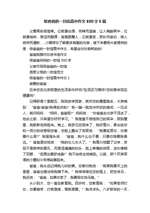 给爸爸的一封信高中作文800字5篇