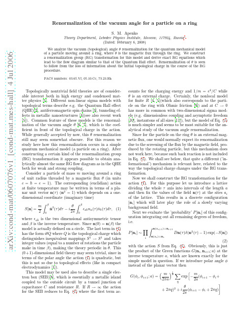 Renormalization of the vacuum angle for a particle on a ring