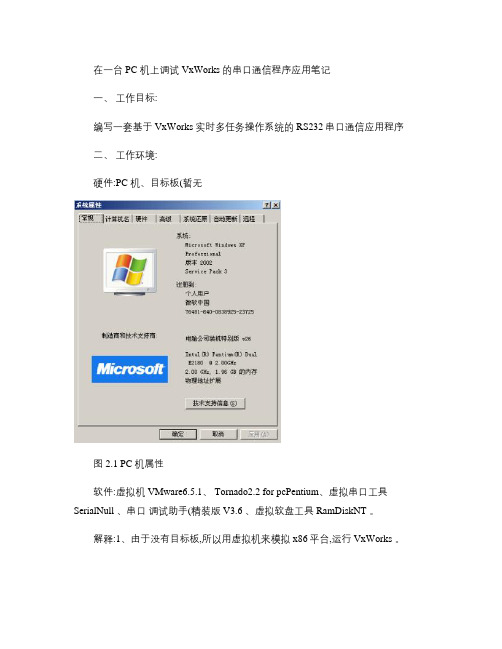 在一台PC机上调试VxWorks的串口通信程序应用笔记.