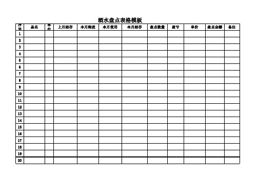 酒水盘点表格模板