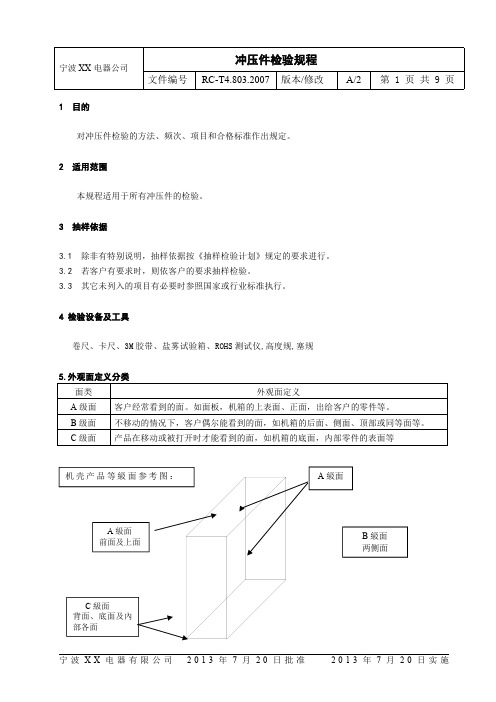 常见冲压件检验标准