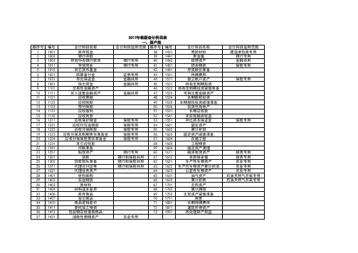 2017会计科目编码