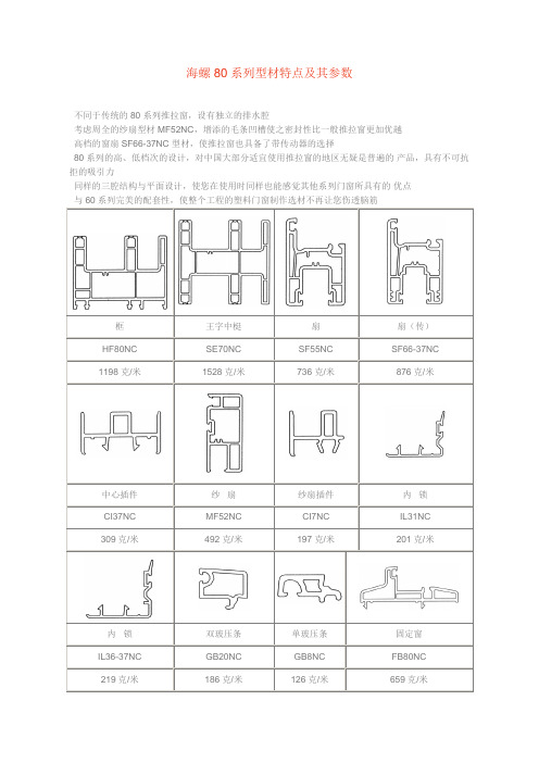 海螺80系列型材特点及其参数