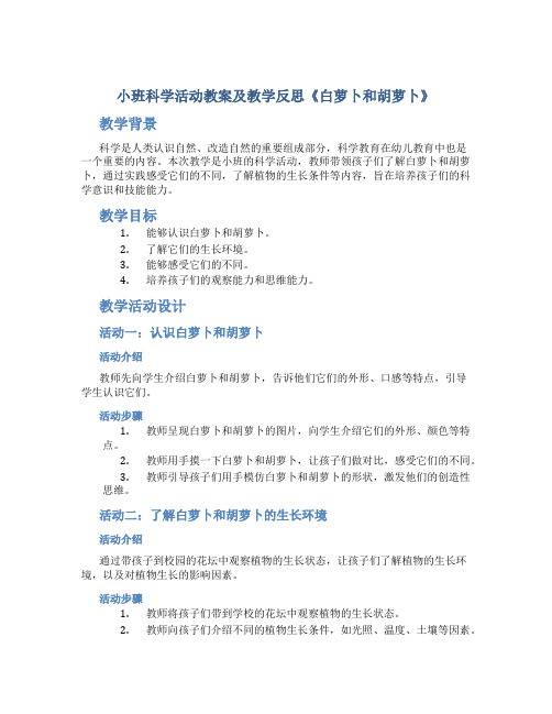 小班科学活动教案及教学反思《白萝卜和胡萝卜》