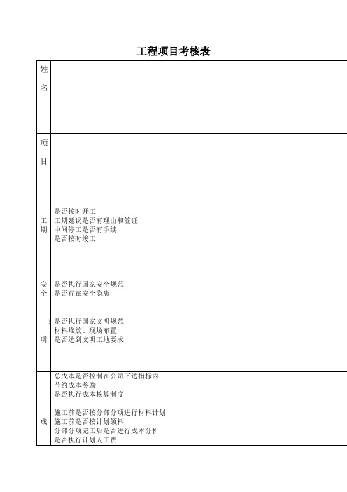 工程项目考核表