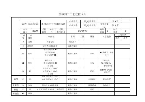 张紧轮支架工序卡