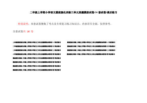 二年级上学期小学语文摸底强化训练三单元真题模拟试卷(16套试卷)课后练习