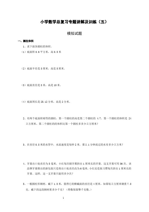 小升初总复习数学归类讲解及训练(中-含答案)