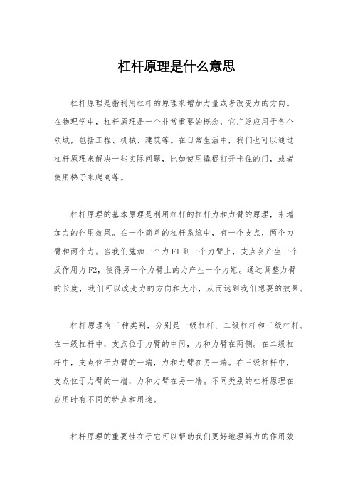 杠杆原理是什么意思