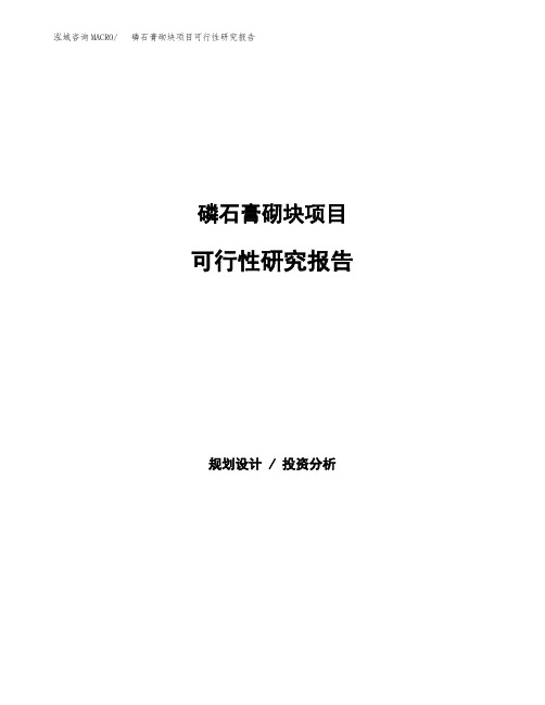 磷石膏砌块项目可行性研究报告发改委立项模板