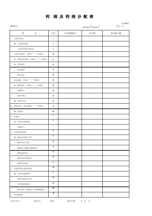 利润表模板模板