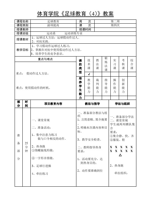 体育学院《足球教育(4)》教案