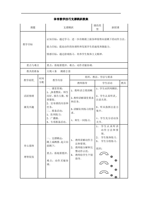 体育教学技巧支撑跳跃教案