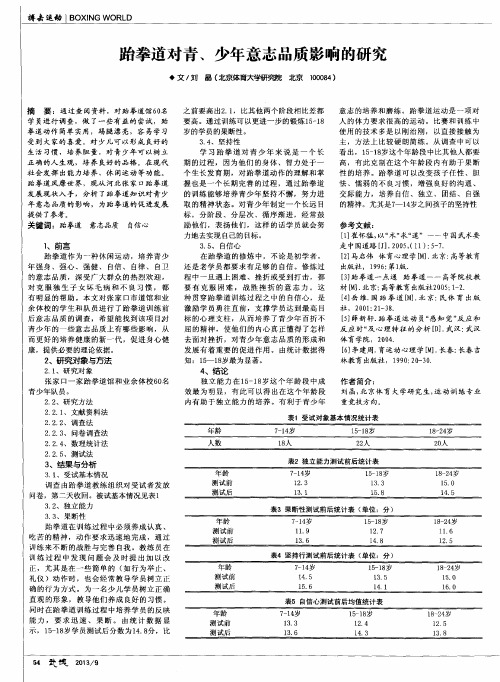 跆拳道对青、少年意志品质影响的研究