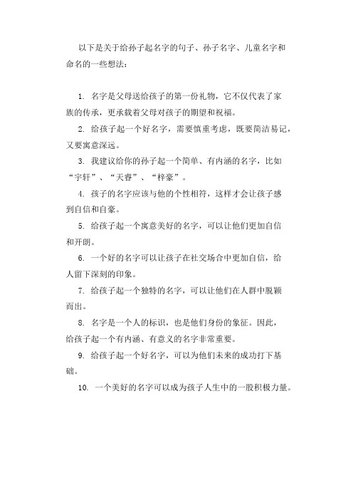 给孙子起名字的句子, 孙子名字, 儿童名字, 命名